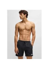 Badeshorts BOSS "Starfish", Herren, Gr. M, N-Gr, schwarz (schwarz 001), Microfaser, Microfaser, unifarben mit Farbeinsatz, Badehosen Badeshorts, mit Kontraststreifen