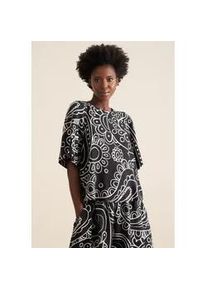 Shirtbluse Seidensticker "Schwarze Rose", Damen, Gr. M38, schwarz, 100% Leinen, Paisley, regular fit, Rundhals, Blusen, 1/2 Rundhals Paisley