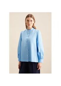 Klassische Bluse Seidensticker "Schwarze Rose", Damen, Gr. L40, blau (hellblau), 100% Baumwolle, unifarben, regular fit, ohne Ausschnitt, Blusen, 1/1 Kragen Uni