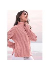 Stehkragenpullover Buffalo, Damen, Gr. 44/46, rosa (rosenholz meliert), Strick, Obermaterial: 64% Polyester, 23% Polyacryl, 10% Polyamid, 3% Wolle, meliert, figurumspielend h&uuml;ftlang, Pullover Stehkragenpullover, in Melange-Optik, warmer Strick