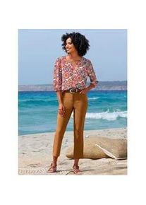 Druckbluse Heine, Damen, Gr. 34, bunt (orange, blaugr&uuml;n, bedruckt), 100% Viskose, bedruckt, gebl&uuml;mt, gemustert, mehrfarbig, Rundhals, Blusen Druckbluse, Topseller