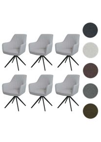 Mendler 6er-Set Esszimmerstuhl HWC-L79, K&uuml;chenstuhl Lehnstuhl Stuhl Armlehnen, drehbar Auto-Position Stoff/T 3x101499