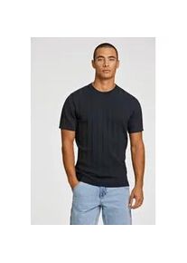 Kurzarmpullover LINDBERGH, Damen, Gr. L, blau (navy), Strick, Obermaterial: 70% Viskose, 30% Polyamid, unifarben, gerade h&uuml;ftbedeckend, Rundhals, B&uuml;ndchen, Pullover, mit Struktur-Muster