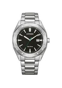 Solaruhr Citizen, silberfarben, schwarz, Armbanduhren, Herren, Armbanduhr, Herrenuhr, Edelstahlarmband, analog, Datum, Eco-Drive