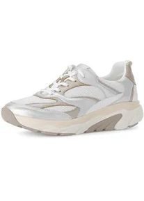 Gabor Keilsneaker ROLLINGSOFT, Damen, Gr. 37, silber (wei&szlig;, silberfarben, goldfarben), Kalbsleder, Textil, Schuhe Sneaker, Freizeitschuh, Halbschuh, Schn&uuml;rschuh mit rollingsoft-Laufsohle