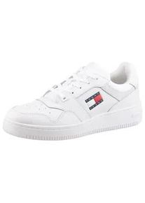 Tommy Hilfiger Sneaker TOMMY JEANS "TJM RETRO BASKET ESS", Herren, Gr. 42, wei&szlig;, Leder, Textil, unifarben, Schuhe Sneaker, Freizeitschuh, Halbschuh, Schn&uuml;rschuh mit Schaftrandpolsterung