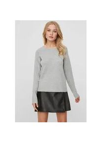V&eacute;ro Moda Rundhalspullover VERO MODA "VMDOFFY", Damen, Gr. XL, grau (light grau melange), Strick, Obermaterial: 94% Polyester, 3% Elasthan, 3% Nylon, meliert, Basic, figurumspielend h&uuml;ftlang, Rundhals, Raglan&auml;rmel Rippstrickb&uuml;ndchen, Pullover Rundhalspullover, in melierter Optik