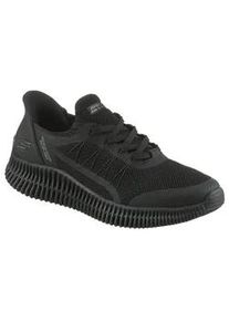 Sneaker Skechers "BOBS GEO LITE-FIXED EDGE", Herren, Gr. 46, schwarz, Lederimitat, Textil, unifarben, Schuhe Sneaker, Freizeitschuh, Trainingsschuh mit Slip-ins