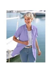 Longbluse Classic Basics, Damen, Gr. 38, lila (lavendel), 100% Polyester, unifarben, V-Ausschnitt, Blusen Longbluse