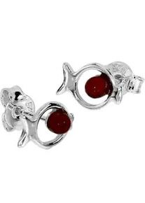 Paar Ohrstecker OSTSEE-SCHMUCK "OSTSEE-SCHMUCK Ohrstecker Fisch Ohrstecker Fisch", wei&szlig;, Ohrringe, Damen, 9 x 7mm, Silber 925 (Sterlingsilber)