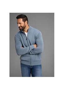 MAN'S WORLD Strickjacke MAN'S WORLD "neue Farben", Herren, Gr. 5XL (72/74), blaugrau, Strick, Obermaterial: 50% Baumwolle, 50% Polyacryl, unifarben, Basic, regular fit, ohne Ausschnitt, Rippstrickb&uuml;ndchen, Strickjacken Strickjacke, aus Baumwollmischung