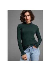 Stehkragenpullover Laura Scott, Damen, Gr. 36, gr&uuml;n (dunkelgr&uuml;n), Feinstrick, Obermaterial: 50% Viskose, 28% Polyester, 22% Polyamid, clean, unifarben, figurumspielend Po-bedeckend, hoch geschlossener Ausschnitt, Pullover Stehkragenpullover, kuscheliger Winterstrick mit s&uuml;&szlig;em Volant-Ausschnitt, Topseller