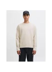 Jack & Jones Strickpullover JACK & JONES "JPRBLABRADFORT KNIT CREW NECK", Damen, Gr. M, beige (silber lining detail:melange), Strick, Obermaterial: 67% Polyester, 25% Polyacryl, 8% Nylon, meliert, relaxed fit normal, Rundhals, Pullover Strickpullover