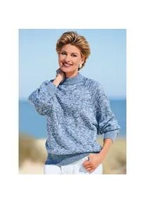 Strickpullover Classic Basics "Pullover", Damen, Gr. 50, blau, 100% Polyacryl, meliert, figurumspielend, Pullover Strickpullover