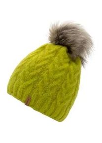 Bommelm&uuml;tze Chillouts "Flora Hat", Damen, gr&uuml;n (lime), Obermaterial: 76% Polyacryl, 22% Polyester, 2% Polyamid, Zopfmuster, unifarben, M&uuml;tzen, mit abnehmbarem Kunstfell-Pompon, in Europa gefertigt