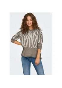 Rundhalspullover Only "ONLJADE ANIMAL LS O-NECK NOOS KNT", Damen, Gr. XS, wei&szlig; (mermaid pattern:with zebra wei&szlig;cap gray), Strick, Obermaterial: 81% Polyacryl, 19% Polyester, gemustert, regular fit normal, Rundhals, Rippstrickb&uuml;ndchen, Pullover Rundhalspullover, Kunstfaser, regular fit