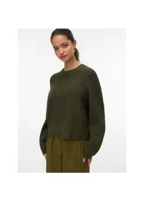 V&eacute;ro Moda Strickpullover VERO MODA "VMBANG LS O-NECK PULLOVER BOO", Damen, Gr. M, grape leaf detail:melange, Strick, Obermaterial: 78% Polyester, 12% Nylon, 8% Wolle, 2% Elasthan, meliert, regular fit, Rundhals, Pullover Strickpullover