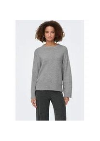 Strickpullover Only "ONLRENE LIFE LS BUTTON O-NECK CC KNT", Damen, Gr. M, silber (medium grau melange detail:silber button), Strick, Obermaterial: 65% Polyester, 13% Nylon, 13% Polyacryl, 6% Wolle, 3% Elasthan, regular fit, Rundhals, Rippb&uuml;ndchen, Pullover Strickpullover