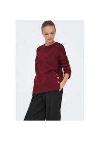 Strickpullover Only "ONLRENE LIFE LS BUTTON O-NECK CC KNT", Damen, Gr. M, gold (cabernet detail:melange, gold button), Strick, Obermaterial: 65% Polyester, 13% Nylon, 13% Polyacryl, 6% Wolle, 3% Elasthan, meliert, regular fit, Rundhals, Rippb&uuml;ndchen, Pullover Strickpullover