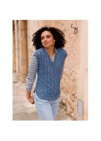 Pullunder Inspirationen "Pullunder", Damen, Gr. 48, blau (rauchblau), 60% Baumwolle, 40% Polyacryl, unifarben, Pullover Pullunder