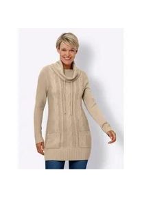 Longpullover Classic Basics "Longpullover", Damen, Gr. 42, beige, 100% Polyacryl, gemustert, unifarben, Pullover Longpullover