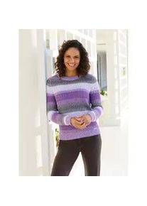 Rundhalspullover Casual Looks "Langarm-Pullover", Damen, Gr. 36, lila (lila, lavendel), 55% Baumwolle, 45% Polyacryl, bedruckt, gemustert, mehrfarbig, Pullover Rundhalspullover