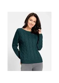 Strickpullover Inspirationen "Pullover", Damen, Gr. 48, blau (petrol), 50% Baumwolle, 50% Polyacryl, unifarben, Pullover Strickpullover