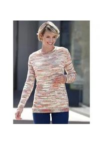 Strickpullover Classic Basics "Rundhals-Pullover", Damen, Gr. 56, beige (ecru, meliert), 100% Polyacryl, gemustert, mehrfarbig, Pullover Strickpullover