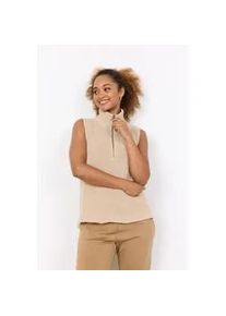Pullunder soyaconcept "SC-JULIA 8", Damen, Gr. L, beige (sand), Rippstrick, Obermaterial: 50% Baumwolle, 50% Polyamid, unifarben, h&uuml;ftlang, Rundhals, Pullover Pullunder