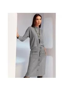 Strickpullover Heine "Pullover", Damen, Gr. 40, grau (grau, meliert), 50% Viskose, 28% Polyester, 22% Polyamid, unifarben, Pullover Strickpullover