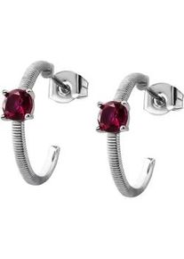Paar Creolen Firetti "Schmuck Geschenk Silber 925 Ohrschmuck Ohrringe", silberfarben, rot, rot, Ohrringe, Damen, 20mm, Silber 925 (Sterlingsilber), mit Zirkonia (synth.)