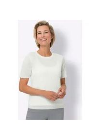 Kurzarmpullover Classic Basics "Kurzarm-Pullover", Damen, Gr. 54, beige (ecru), 100% Polyacryl, unifarben, Pullover