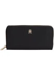 Geldb&ouml;rse Tommy Hilfiger "TH ICON LRG ZA NYLON", Damen, schwarz, Nylon, Kleinlederwaren, Geldbeutel, Portemonnaie mit TH-Logoemblem