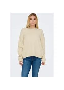 Strickpullover Only "ONLRENE LIFE LS O-NECK CC KNT", Damen, Gr. S, wei&szlig; (birch detail:melange), Strick, Obermaterial: 65% Polyester, 13% Nylon, 13% Polyacryl, 6% Wolle, 3% Elasthan, meliert, regular fit, Rundhals, Pullover Strickpullover