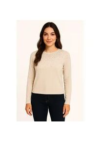 Rundhalspullover Only "ONLANABELLA LS BLING O-NECK KNT", Damen, Gr. L, silber (birch detail:with schwarz silber), Strick, Obermaterial: 80% Viskose, 20% Nylon, unifarben, regular fit normal, Rundhals, Pullover Rundhalspullover