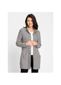 Strickjacke Inspirationen, Damen, Gr. 42, grau (steingrau, meliert), 50% Baumwolle, 50% Polyacryl, unifarben, Strickjacken Strickjacke