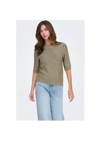 Strickpullover Only "ONLKATIA SS STRUCTURE O-NECK CC KNT", Damen, Gr. M, cub detail:melange, Strick, Obermaterial: 50% Viskose, 27% Nylon, 23% Polyester, meliert, regular fit, Rundhals, Pullover Strickpullover