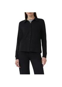 Hemdbluse s.Oliver, Damen, Gr. 46, schwarz, Jersey, Obermaterial: 95% Baumwolle, 5% Elasthan, unifarben, regular fit taillenbedeckt, ohne Ausschnitt, Manschette, Blusen Hemdbluse, mit Manschetten