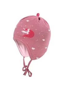 Strickm&uuml;tze MaxiMo, M&auml;dchen, Gr. 47, rosa (foxglove, dunkelpink), Strick, Baumwolle, mehrfarbig, M&uuml;tzen Strickm&uuml;tze, Baumwolle, gef&uuml;ttert, zum Binden