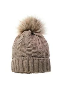 Strickm&uuml;tze MaxiMo, M&auml;dchen, Gr. 49, buchemeliert, Strick, Materialmix, unifarben, M&uuml;tzen Strickm&uuml;tze, angenehmer Materialmix, gef&uuml;ttert, Bommel, breiter Umschlag