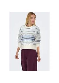 Strickpullover Only "ONLARIANNE L/S PULLOVER KNT NOOS", Damen, Gr. XS, pumice stone detail:vintage indogo, kentucky blau, Strick, Obermaterial: 96% Polyester, 4% Elasthan, gestreift, regular fit h&uuml;ftlang, Rundhals, Rippb&uuml;ndchen, Pullover Strickpullover