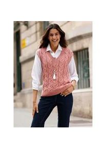 Pullunder Inspirationen "Pullunder", Damen, Gr. 42, rot (rosenholz), 50% Baumwolle, 50% Polyacryl, unifarben, Pullover Pullunder