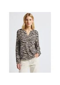 Langarmbluse Street One, Damen, Gr. 36, braun (deep roast braun), Stoff, 100% Viskose, normal normal, Rundhals, B&uuml;ndchen, Blusen, aus softer Viskose