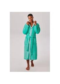 Unisex-Bademantel OTTO HOME "Miia, ideal f&uuml;r Sauna, Spa & im Urlaub" Gr. M, t&uuml;rkis, L:120cm, Microfaser, Hausm&auml;ntel, weich und kuschelig, pl&uuml;sch, f&uuml;r Damen und Herren, S-XL
