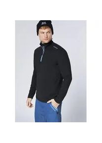 Strickfleece-Pullover Chiemsee, Damen, Gr. XXL, schwarz beauty, Obermaterial: 78% Polyester, 22% Elasthan, normal, Rundhals, Pullover, aus Strickfleece, hochschlie&szlig;ender Kragen, sportlicher Logodruck