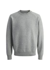 Jack & Jones Strickpullover JACK & JONES "JCOFUSION KNIT CREW NECK", Herren, Gr. S, dunkelgrau melange, Strick, Obermaterial: 88% Polyester, 12% Nylon, meliert, relaxed fit normal, Rundhals, Rippb&uuml;ndchen, Pullover Strickpullover