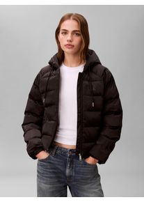 Steppjacke Calvin Klein Jeans, Damen, Gr. M (40), schwarz, Web, Obermaterial: 60% Polyester, 40% Polyamid, unifarben, regular fit taillenbedeckt, Rundhals, eingesetzt gerader Abschluss, Jacken Steppjacke, Regular fit mit Rundhalsausschnitt