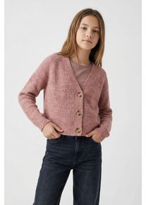 Strickjacke name it "NKFHOLLY BOXY SHORT KNIT CARD NOOS", M&auml;dchen, Gr. 116, rosa (deauville mauve), Strick, Obermaterial: 79% Polyester, 13% Polyacryl, 5% Wolle, 3% Elasthan, unifarben, normal h&uuml;ftlang, tiefer V-Ausschnitt, Strickb&uuml;ndchen, Strickjacken Strickjacke, in modischer Boxy-Form, mit tiefem V-Ausschnitt