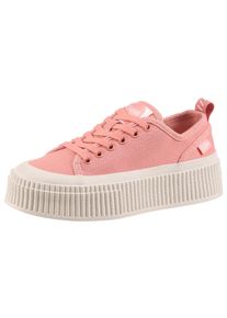 Sneaker Buffalo "MADISON", Damen, Gr. 38, orange (koralle), Textil, Schuhe Sneaker, Freizeitsneaker, Halbschuh, Schn&uuml;rschuh mit Memory Foam Fu&szlig;bett