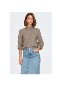 Stehkragenpullover Only "ONLKATIA LS DETAIL HIGHNECK CC KNT", Damen, Gr. S, fungi detail:melange, Strick, Obermaterial: 50% Viskose, 27% Nylon, 23% Polyester, meliert, regular fit, Rippb&uuml;ndchen, Pullover Stehkragenpullover